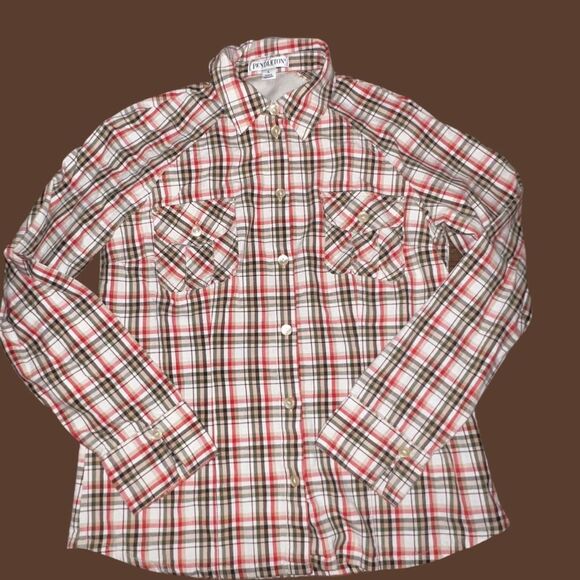 Boys Pendleton Brown/Red Plaid Button Up Size Small - Picture 3 of 7